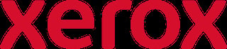 Xerox red logo on transparent background