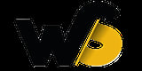 Web design logo with letter W and yellow computer mouse cursor on black background