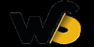Web design logo with letter W and yellow computer mouse cursor on black background