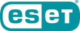 ESET company logo featuring white letters on a teal rounded rectangle background