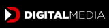 Digital Media logo with red play button icon and white text on black background